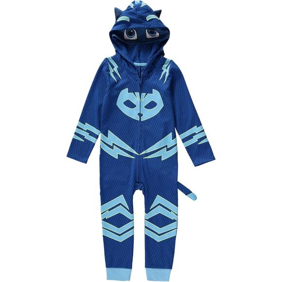Blue PJ Masks One Piece Pajamas sz 3T Hooded PJ Masks Pajamas - Picture 1 of 11